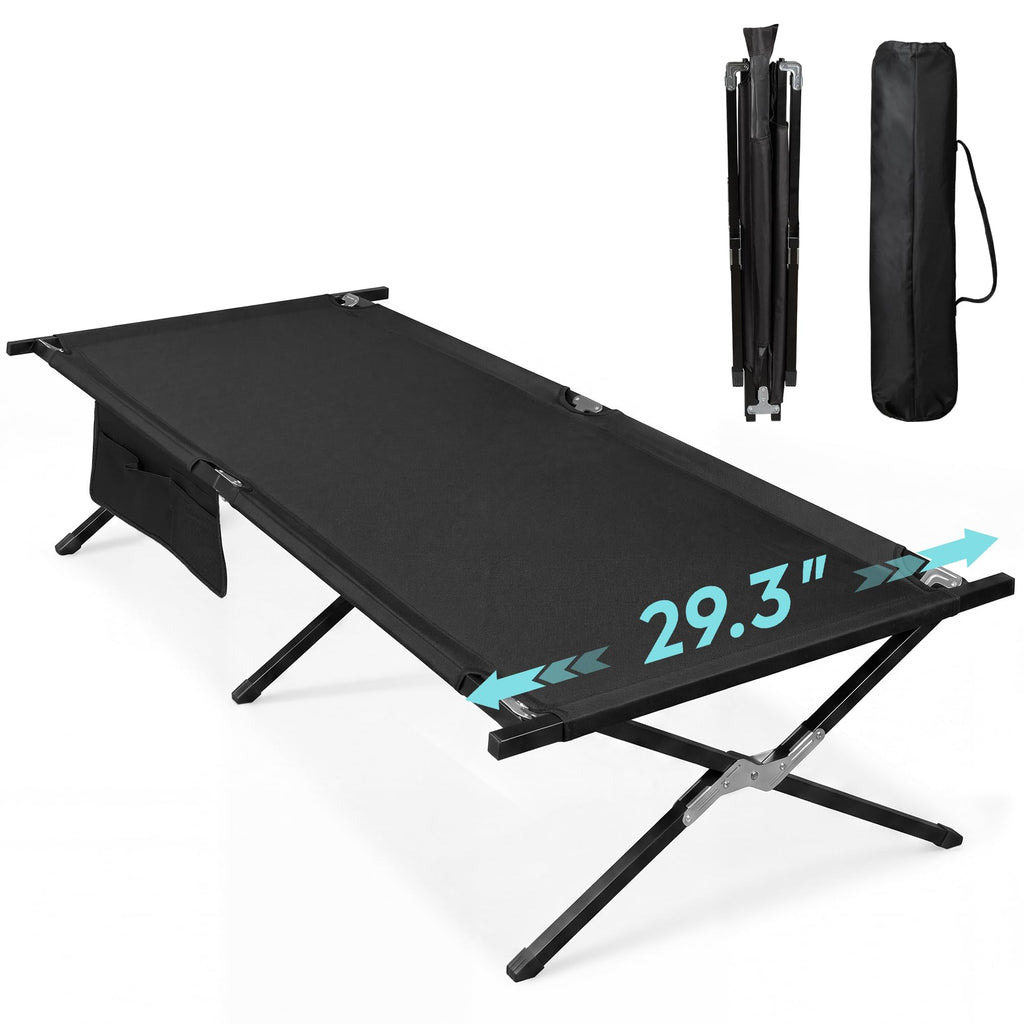 Folding Camping Cot with Carry Bag, 300 lb, Black S91162