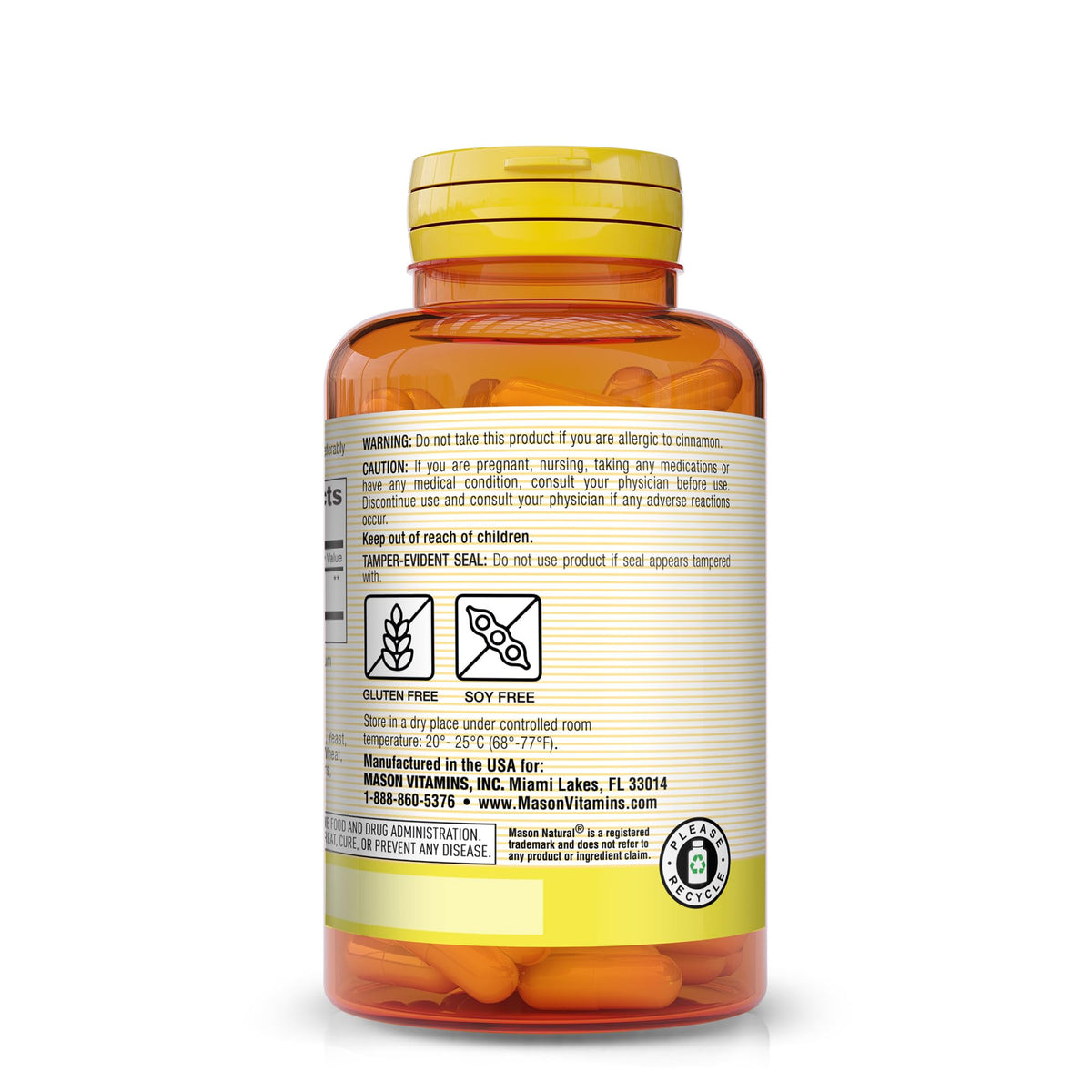 Cinnamon 1000 mg Dietary Supplement Capsules E95211