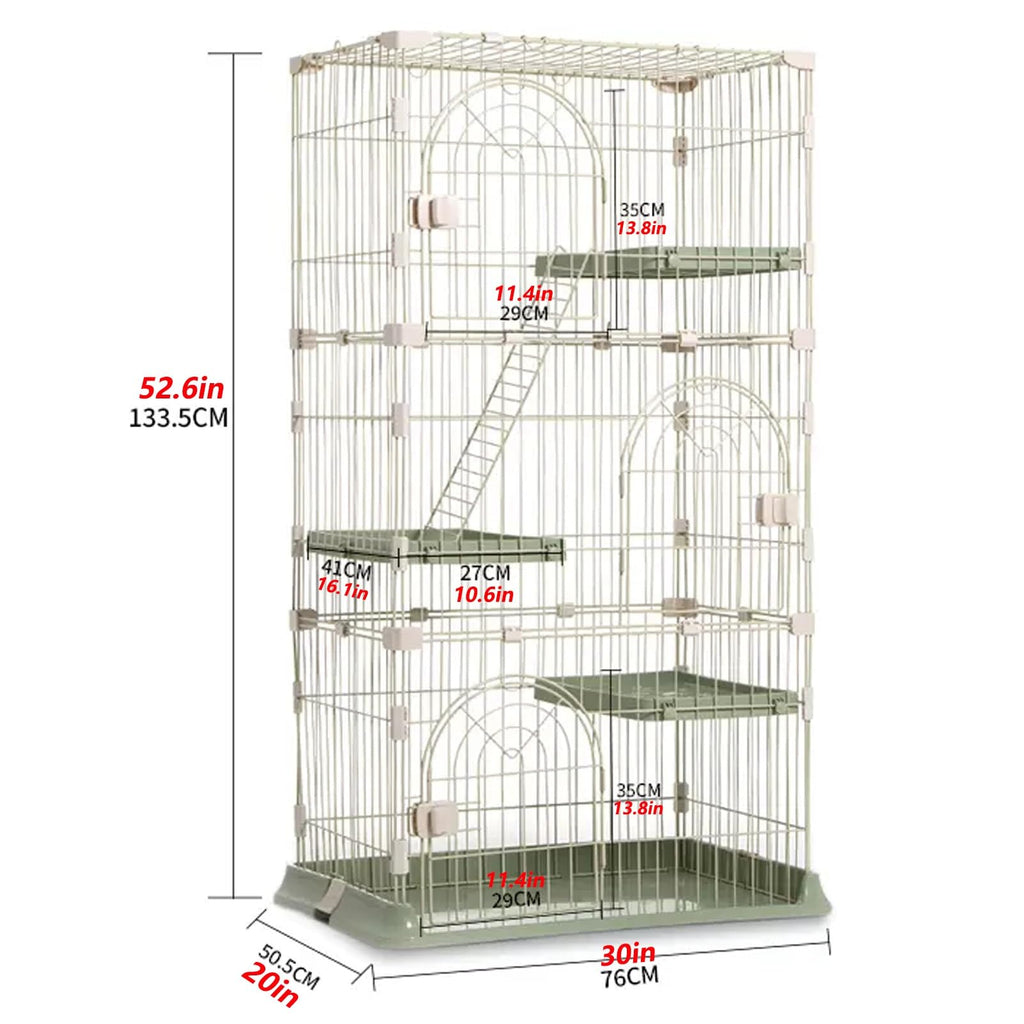 3/4-Tier Wire Cat Cage Playpen Kennel with Hammock S198867