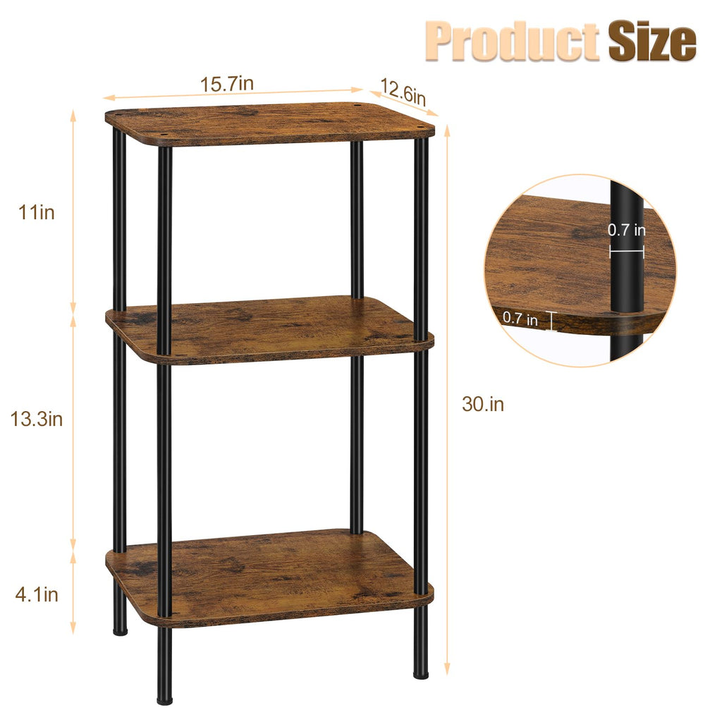 3 Tier Rustic Brown End Table J4895