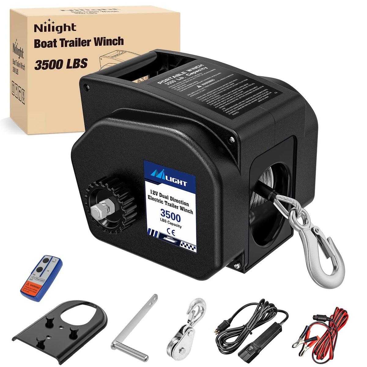 3500 lbs Portable Electric Boat Trailer Winch T41926