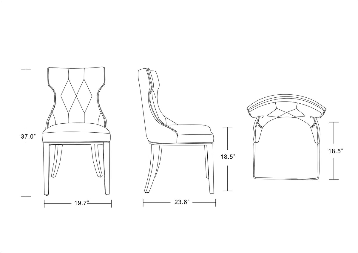 Black Upholstered Dining Chairs Set of 2 Beech Wood L124