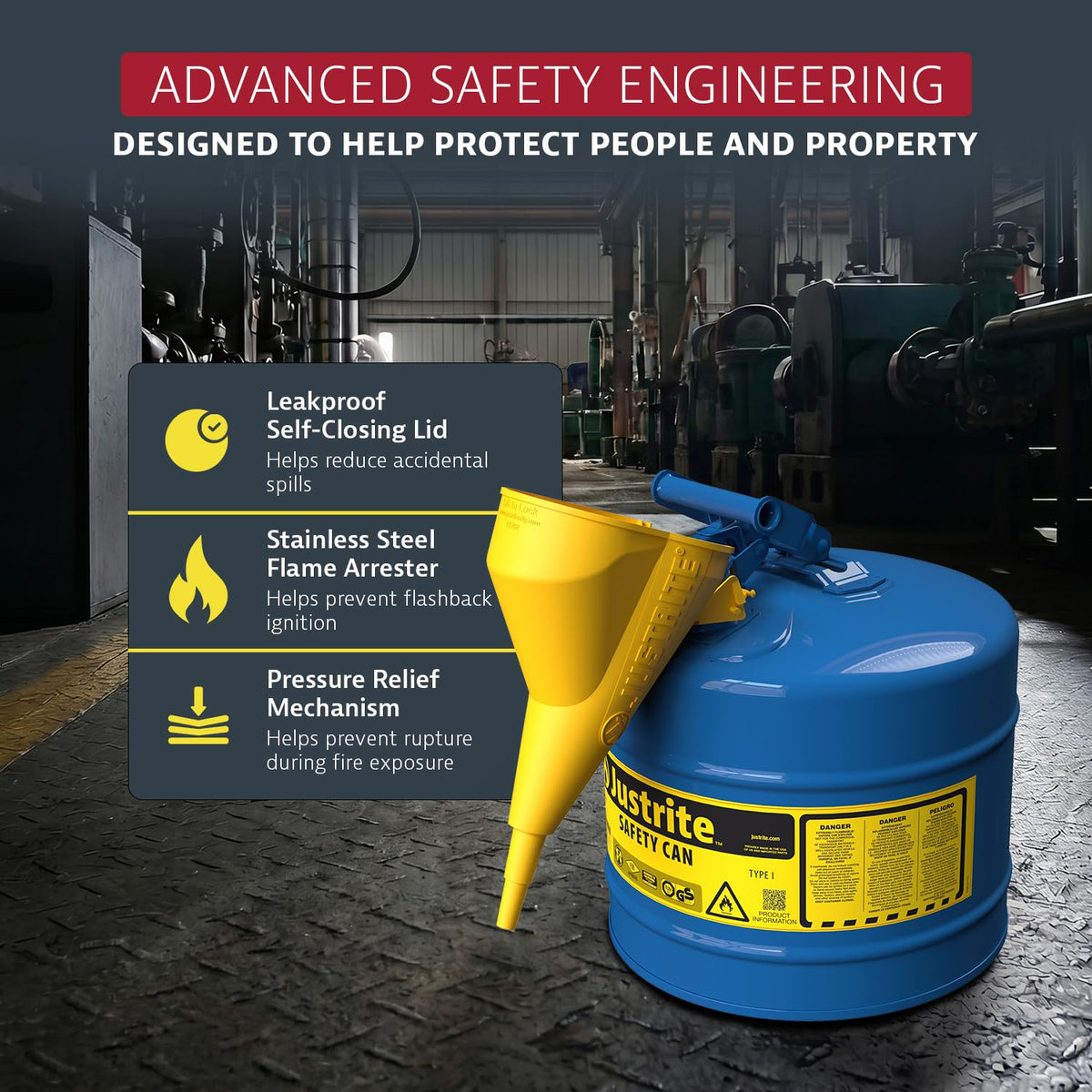 Blue Galvanized Steel Kerosene Safety Can B5029