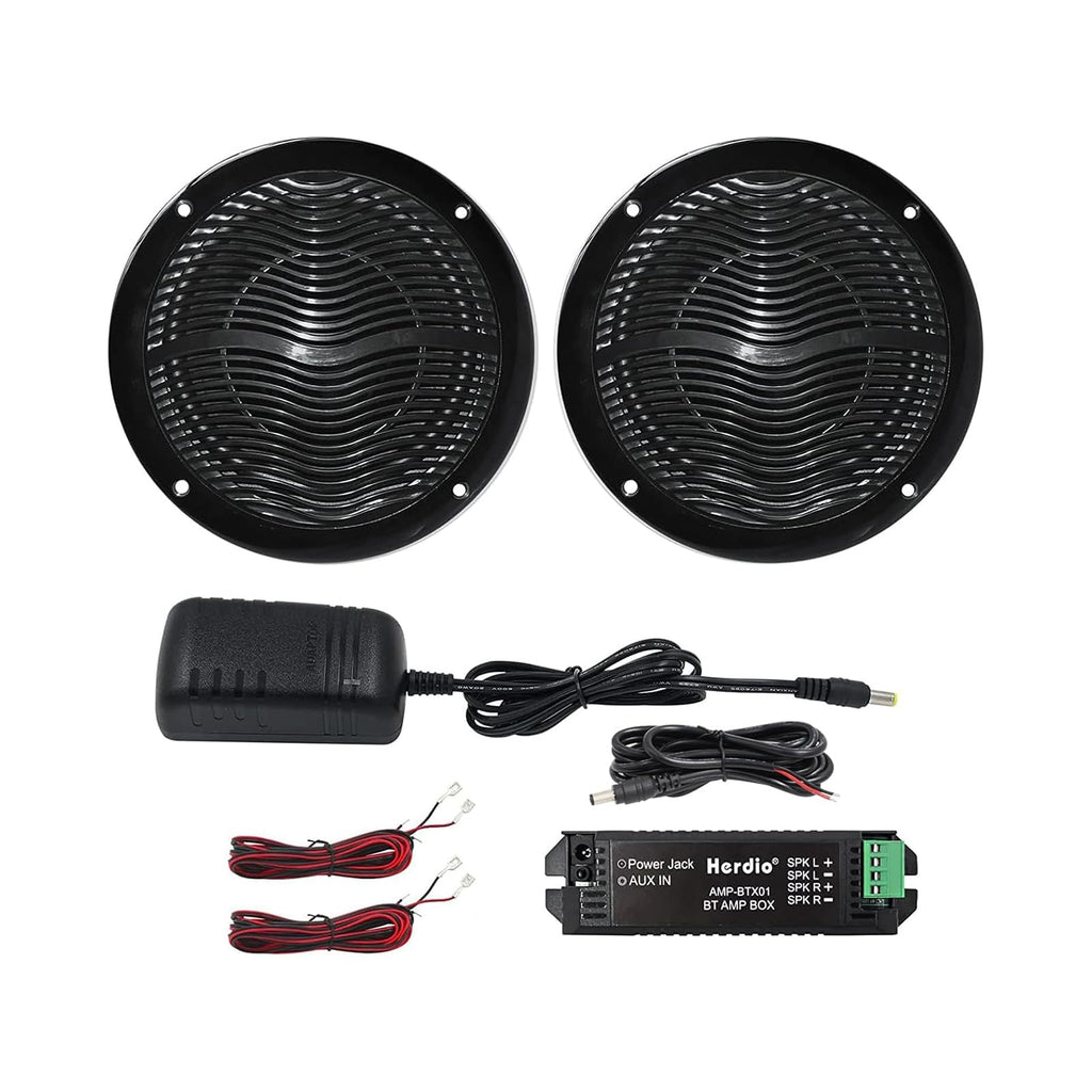 6.5 Inch Marine Bluetooth Speakers 2 Way 120W Peak Boat Speakers Pair Black G9521