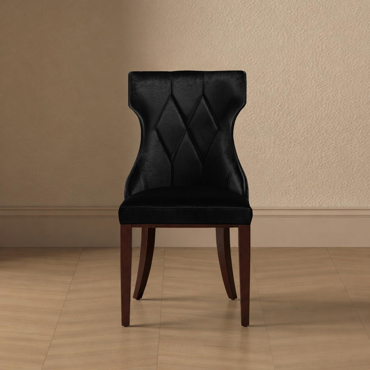 Black Upholstered Dining Chairs Set of 2 Beech Wood L124