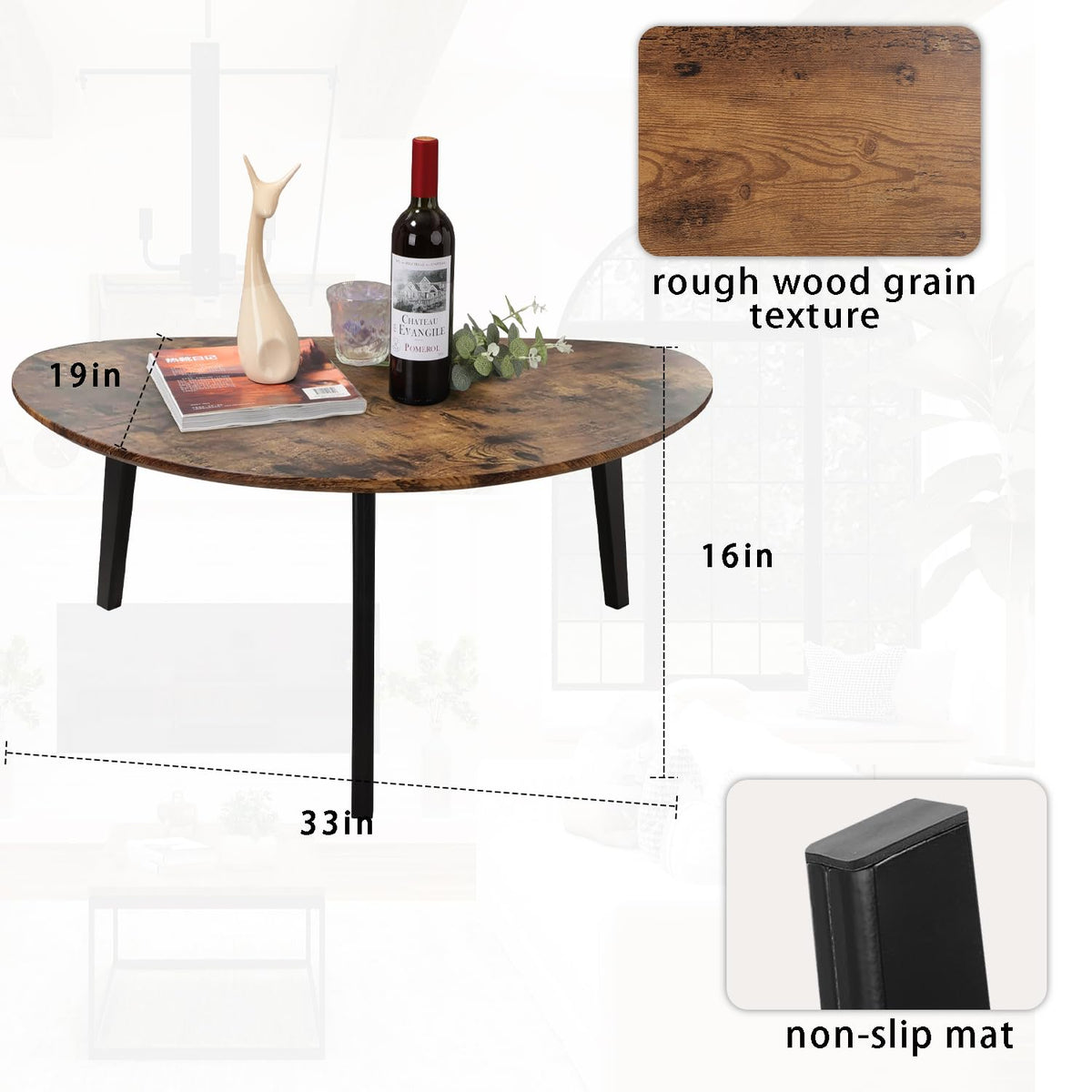 Oval Espresso Wood Coffee Table J375