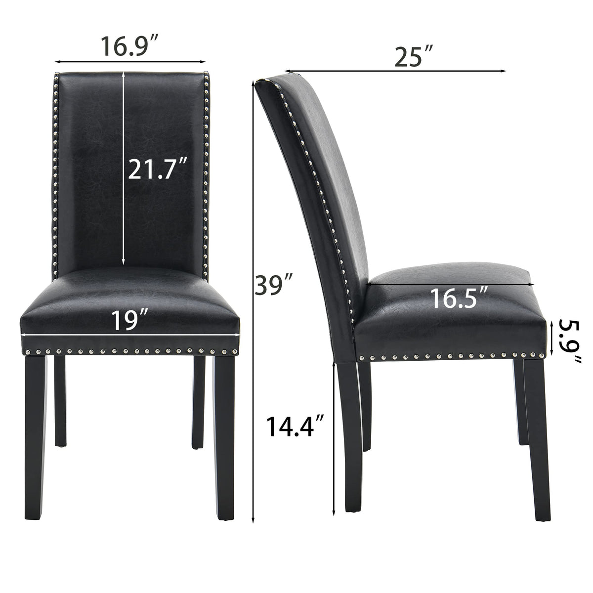 Set of 4 PU Leather Upholstered Dining Chairs with Solid Wood Legs I567566