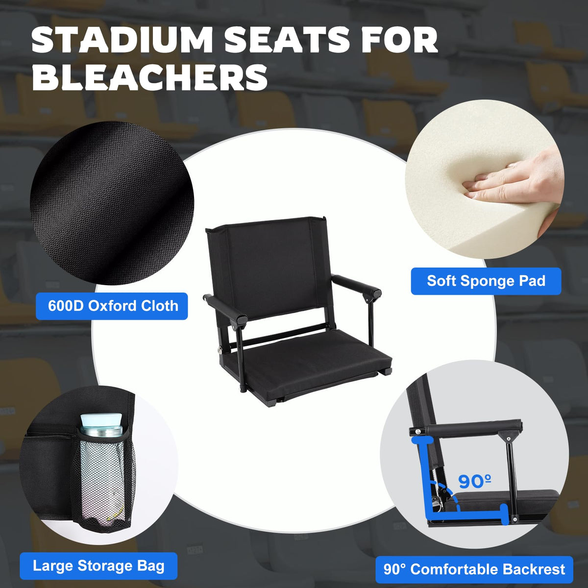 2 PCS Stadium Seats with Back Support C716950