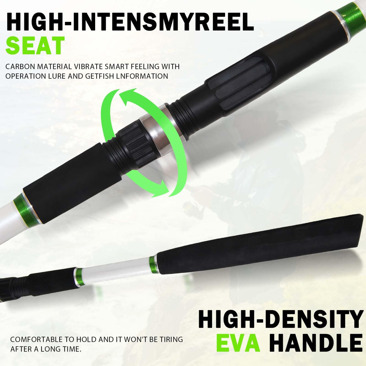 7' Medium Heavy Carbon Graphite Fiberglass Spinning Fishing Rod W796