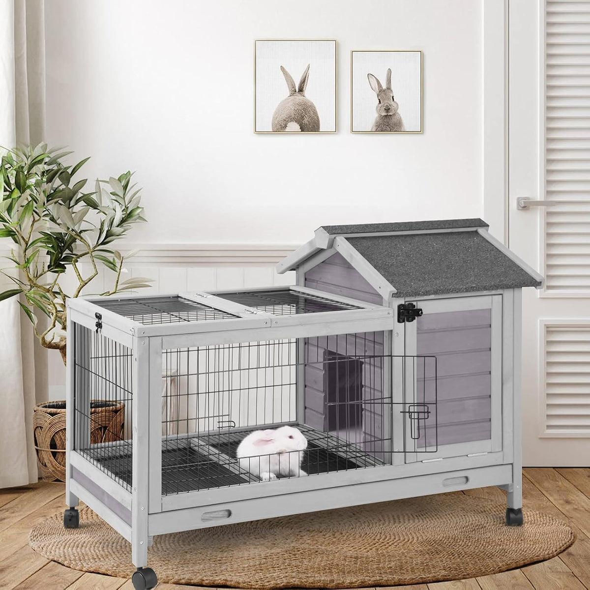 Wood Rabbit Hutch with Wire Mesh K1517