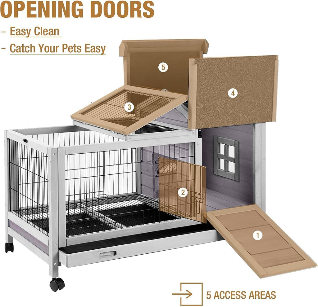 Wood Rabbit Hutch with Wire Mesh K1517