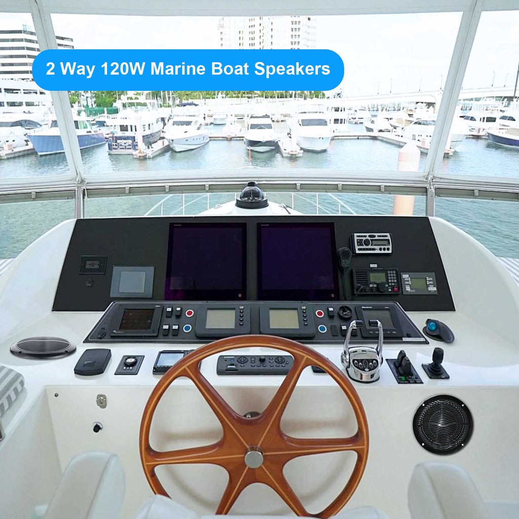 6.5 Inch Marine Bluetooth Speakers 2 Way 120W Peak Boat Speakers Pair Black G9521