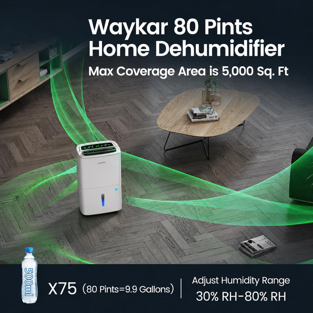 80 Pints Energy Star Dehumidifier with Drain Hose O349701