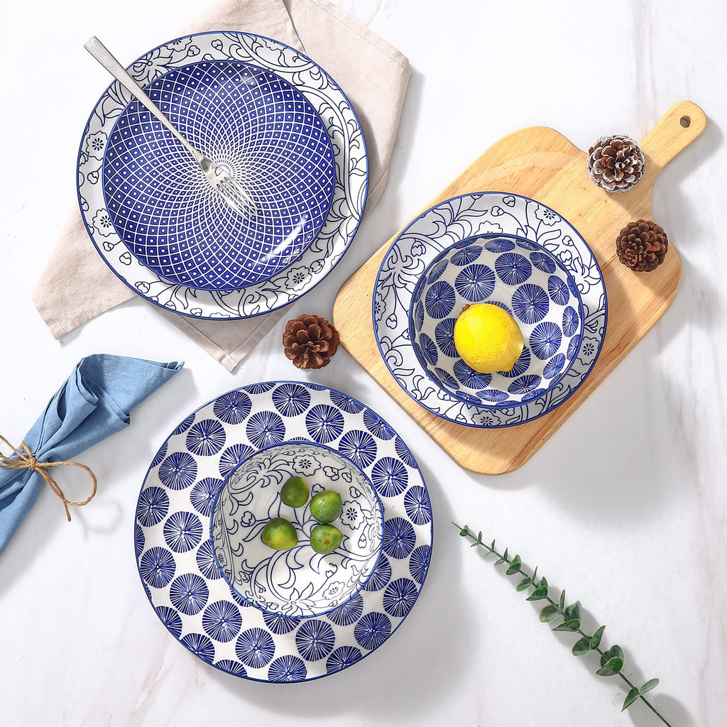 Ceramic Plates and Bowls Set, 12 Pieces Dinnerware Set for 4 Z2865