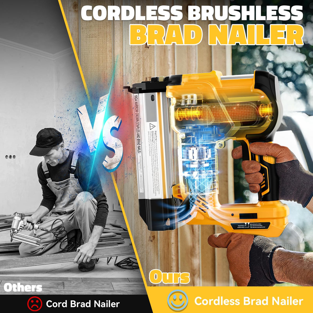 Cordless 2 in 1 Electric Nail Gun Staple Gun with 18GA Nails Y149