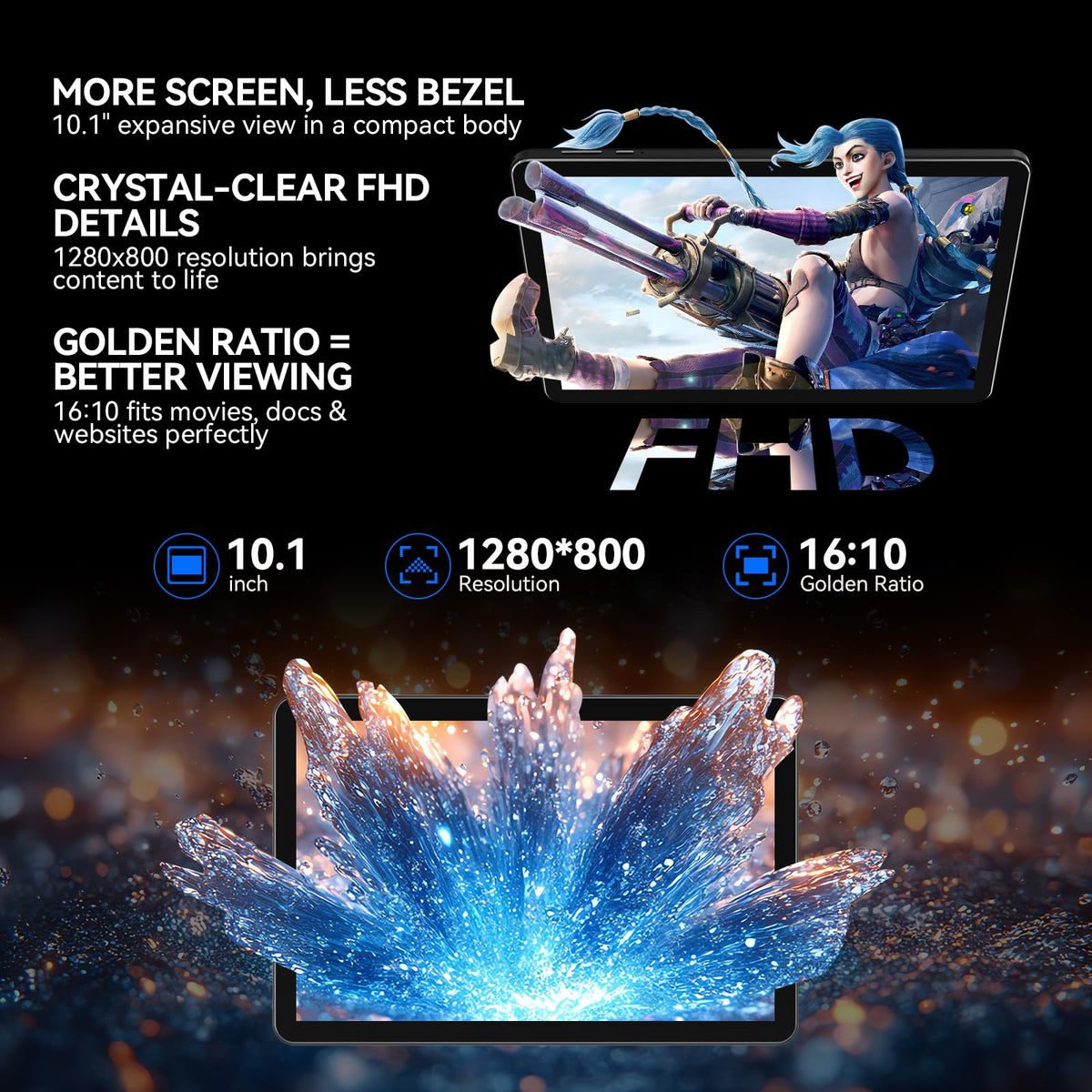 10.1 inch Android 15 Tablet Octa-Core 16GB RAM 64GB ROM W94086