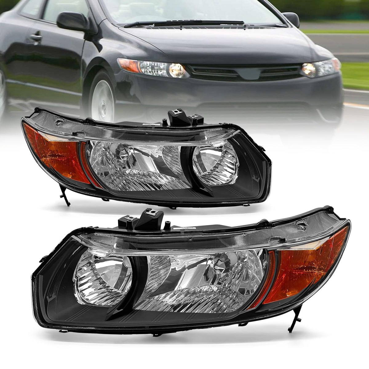 Black 2 Door Headlights Pair S15930