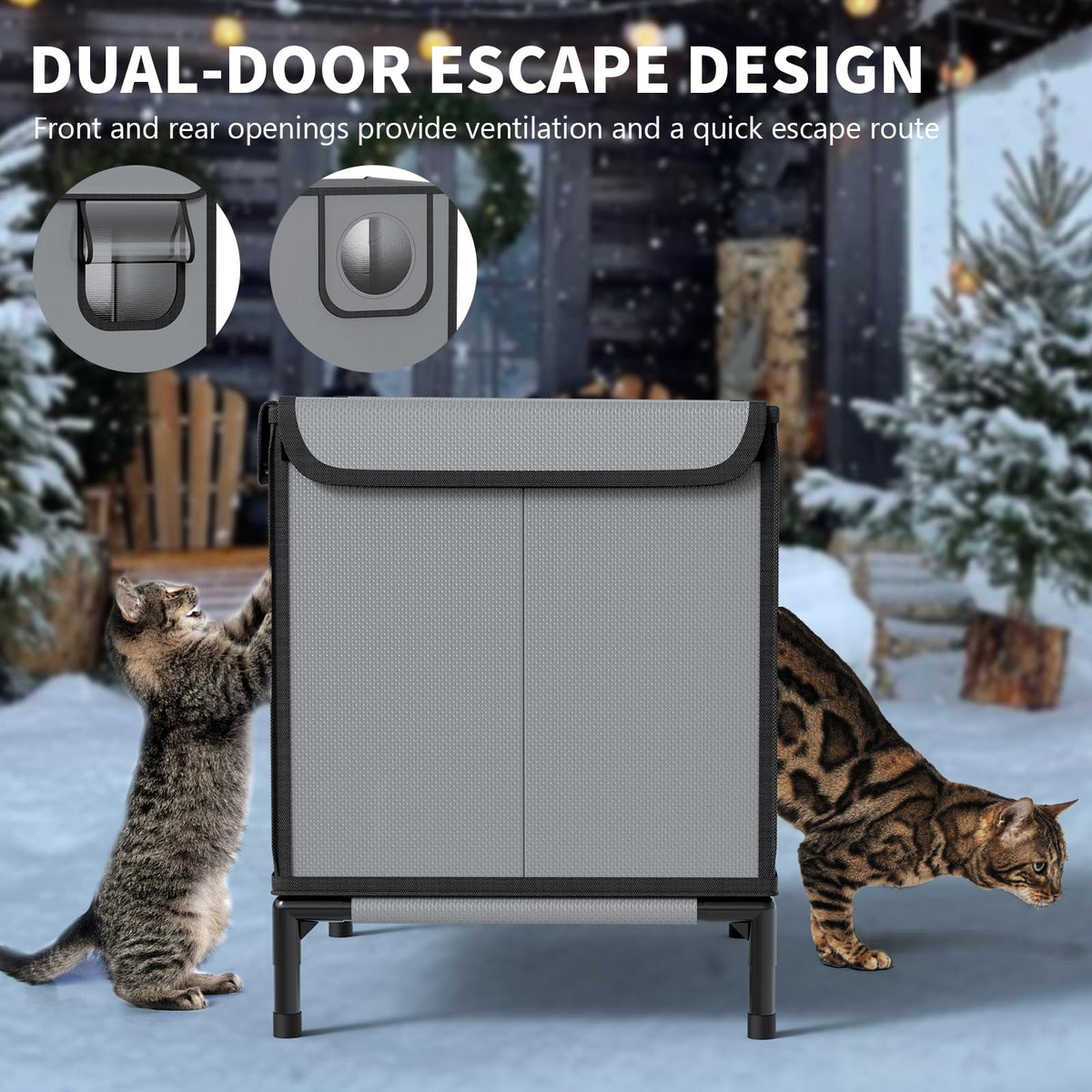Weatherproof Outdoor Cat House with Thermal Aluminum Foil F509