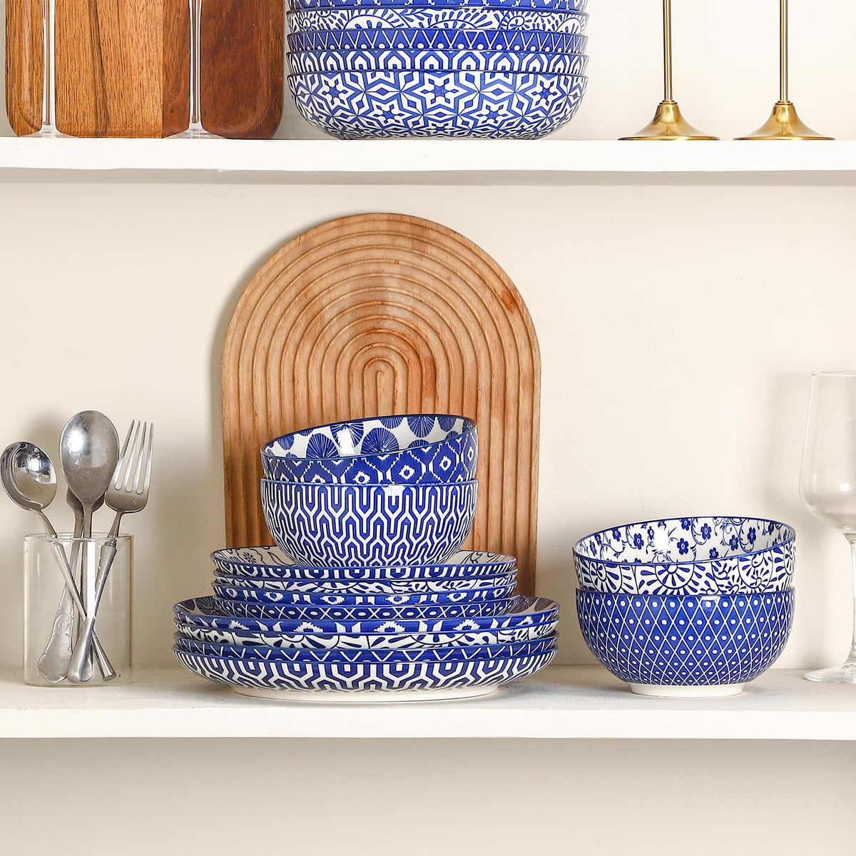 Ceramic Plates and Bowls Set, 12 Pieces Dinnerware Set for 4 Z2865