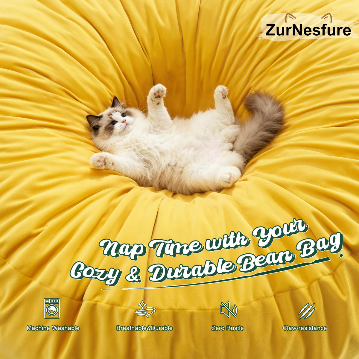 Bean Bag Chair Yellow 2FT X12271