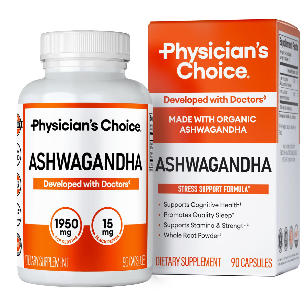 Organic Ashwagandha Root Powder 1950mg 90 Veggie Capsules X8978