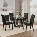 Set of 4 PU Leather Upholstered Dining Chairs with Solid Wood Legs I567566
