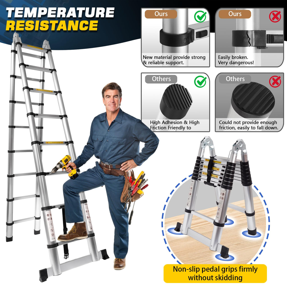 16.5FT Telescoping Ladder with Stabilizer Bar U177806
