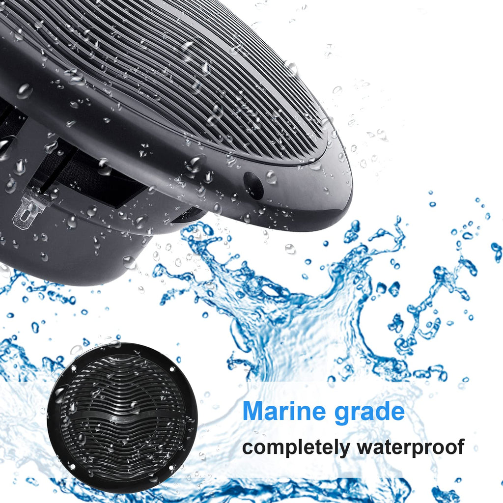 6.5 Inch Marine Bluetooth Speakers 2 Way 120W Peak Boat Speakers Pair Black G9521
