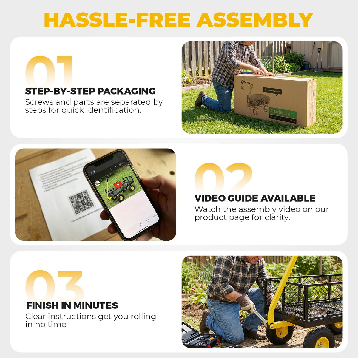Steel Garden Cart 1000 lb Capacity Removable Sides D2989