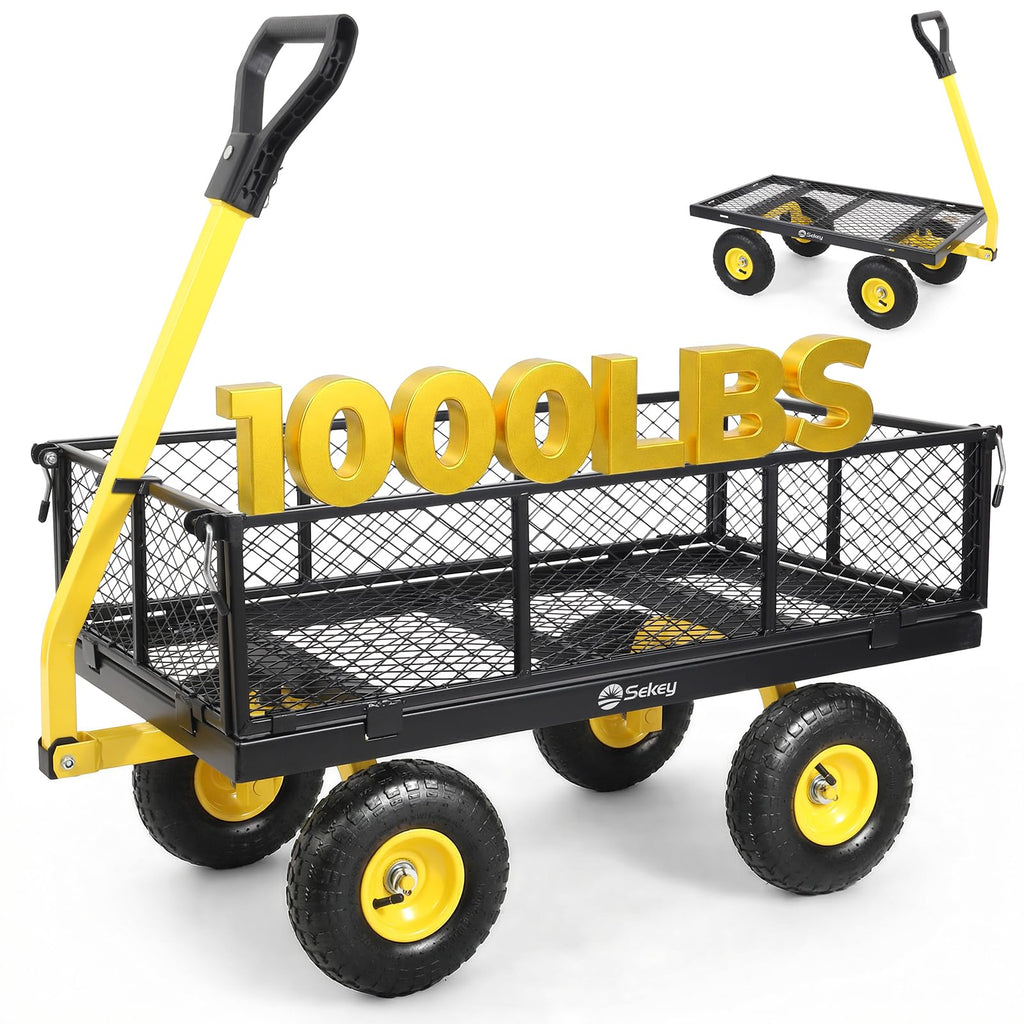 Steel Garden Cart 1000 lb Capacity Removable Sides D2989