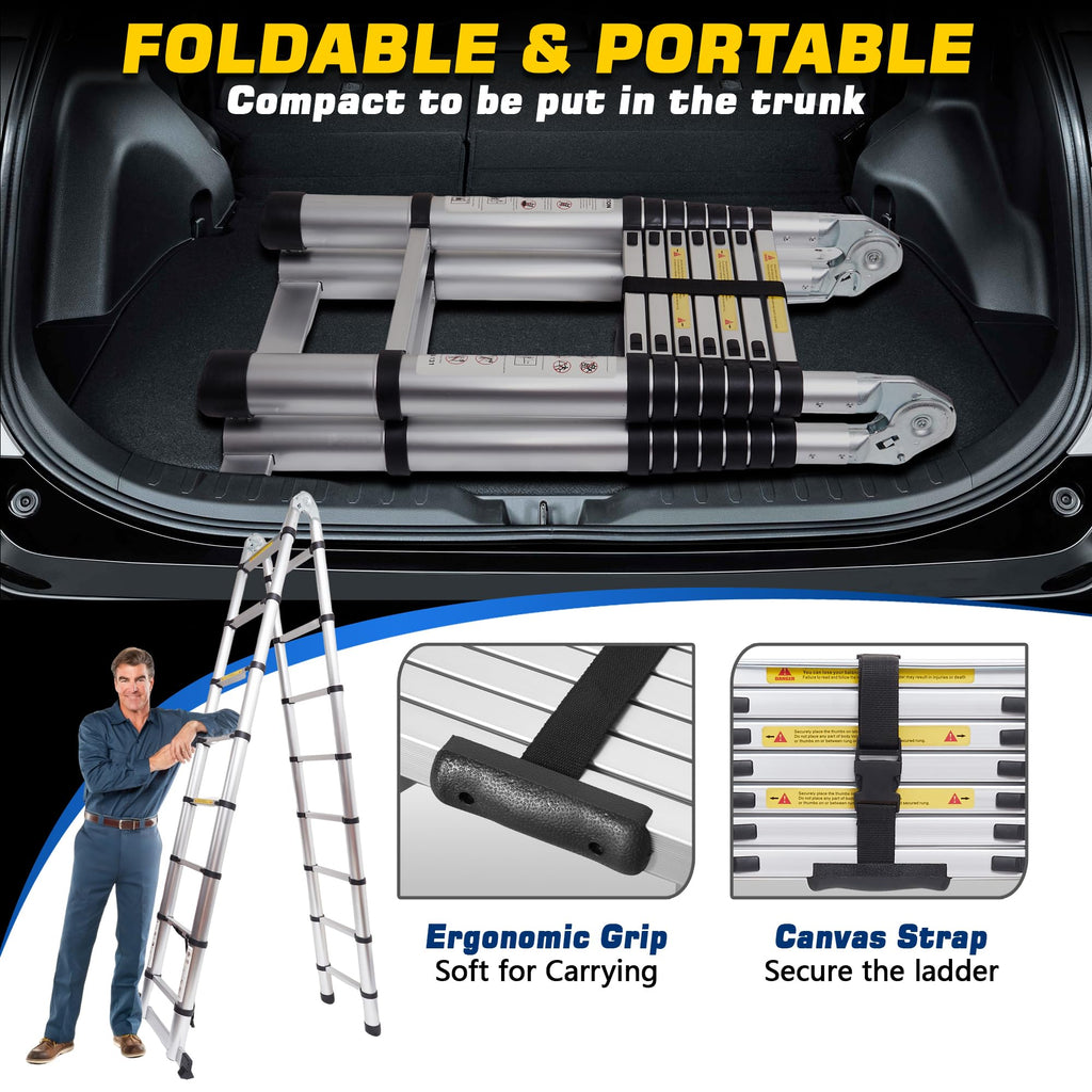 16.5FT Telescoping Ladder with Stabilizer Bar U177806