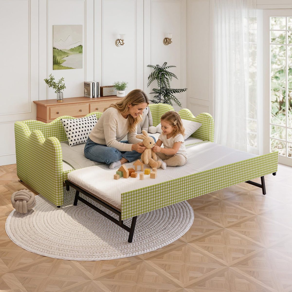 Twin Size Upholstered Daybed with Pop Up Trundle B765908