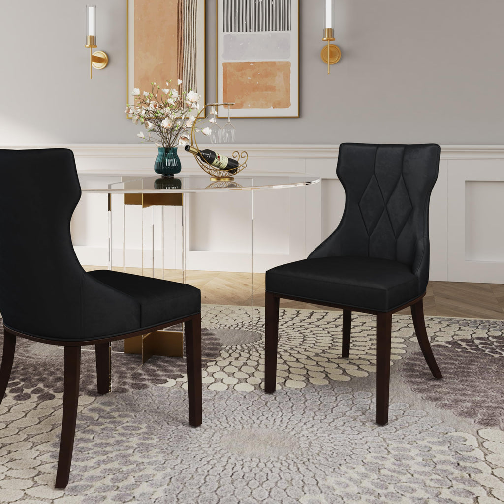 Black Upholstered Dining Chairs Set of 2 Beech Wood L124
