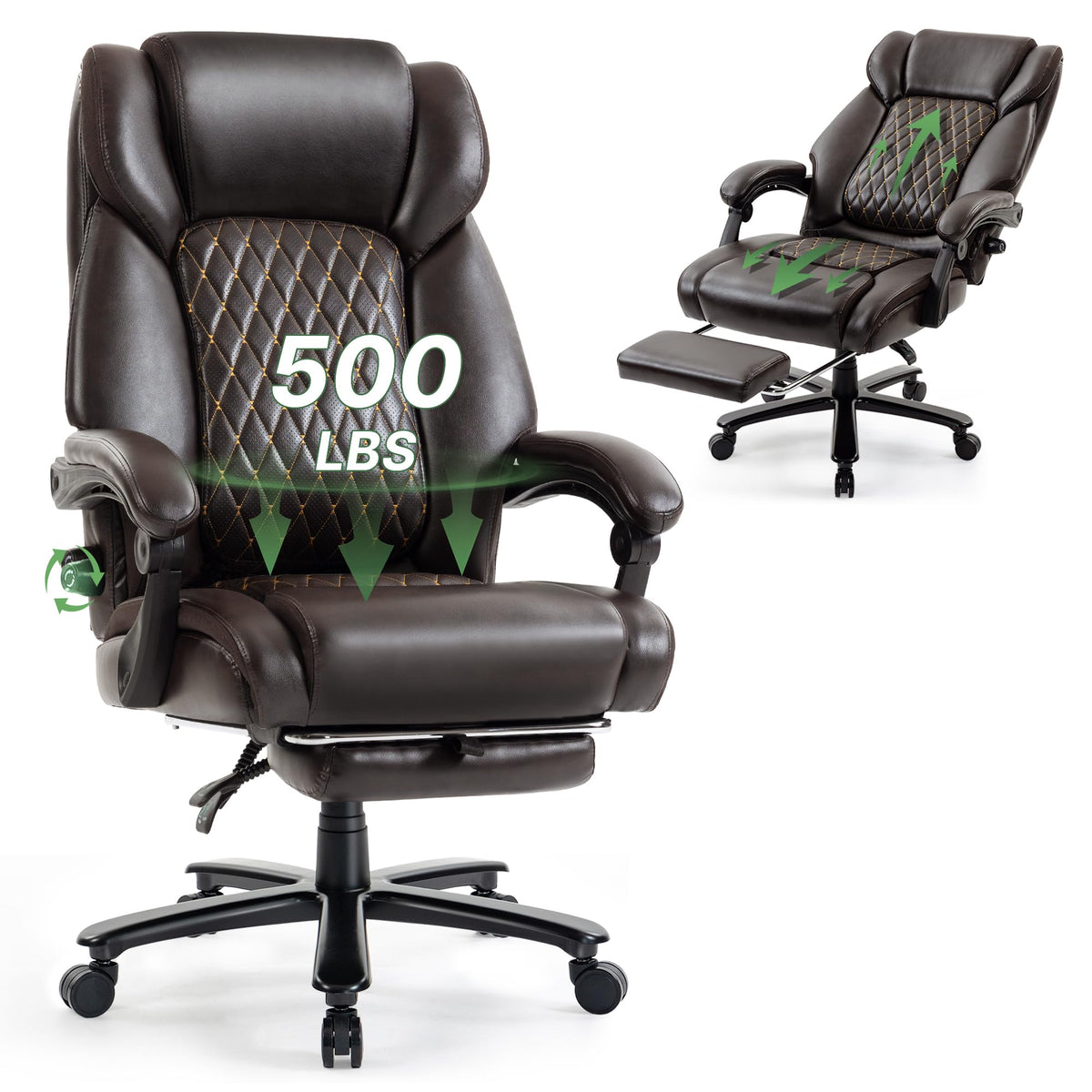 Brown Reclining Executive Office Chair with Footrest D44335