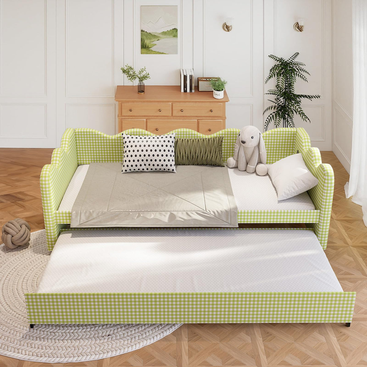 Twin Size Upholstered Daybed with Pop Up Trundle B765908