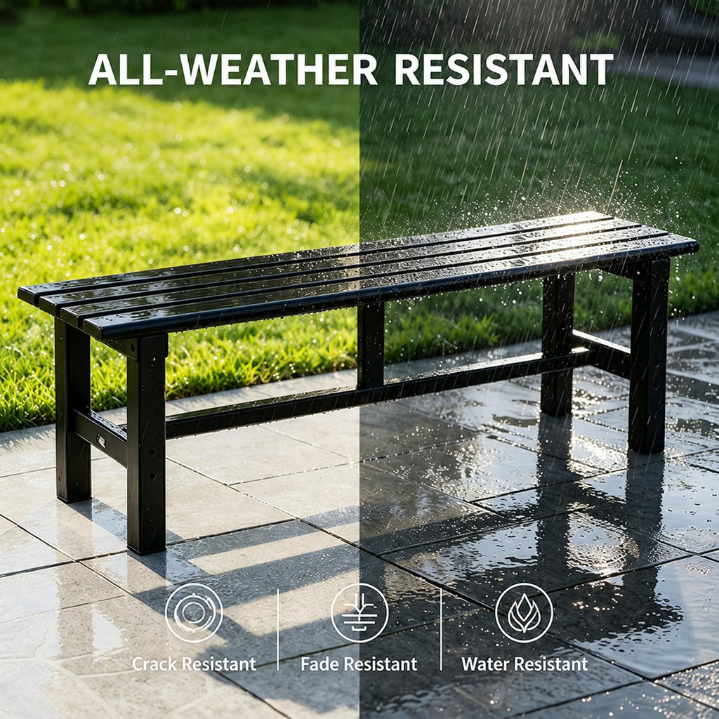 59 Inches Black 2-Person Aluminum Outdoor Bench E418392