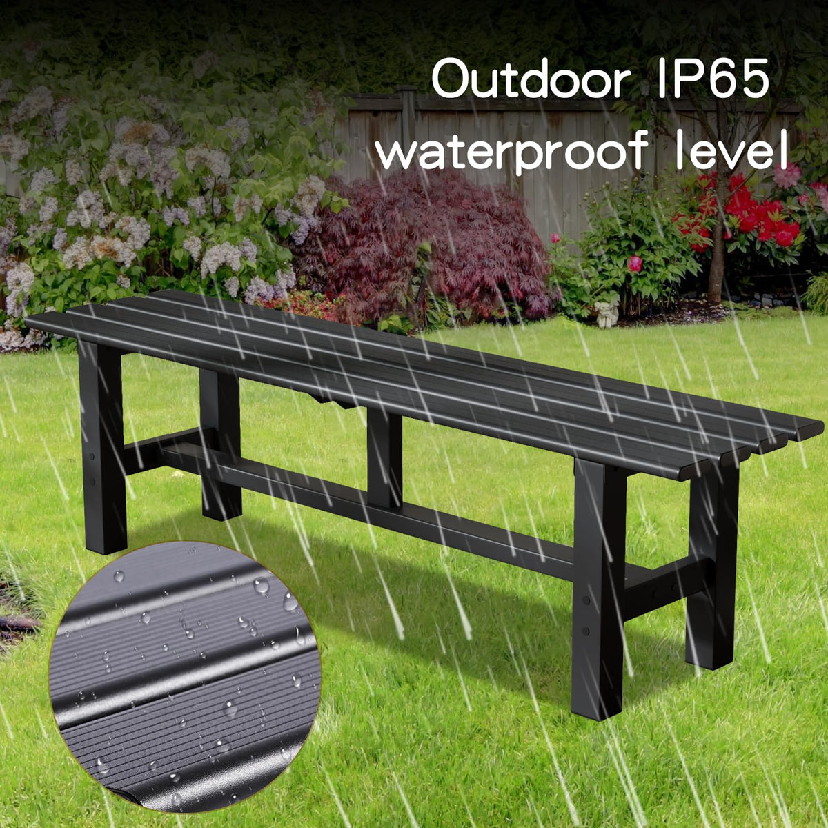 59 Inches Black 2-Person Aluminum Outdoor Bench E418392
