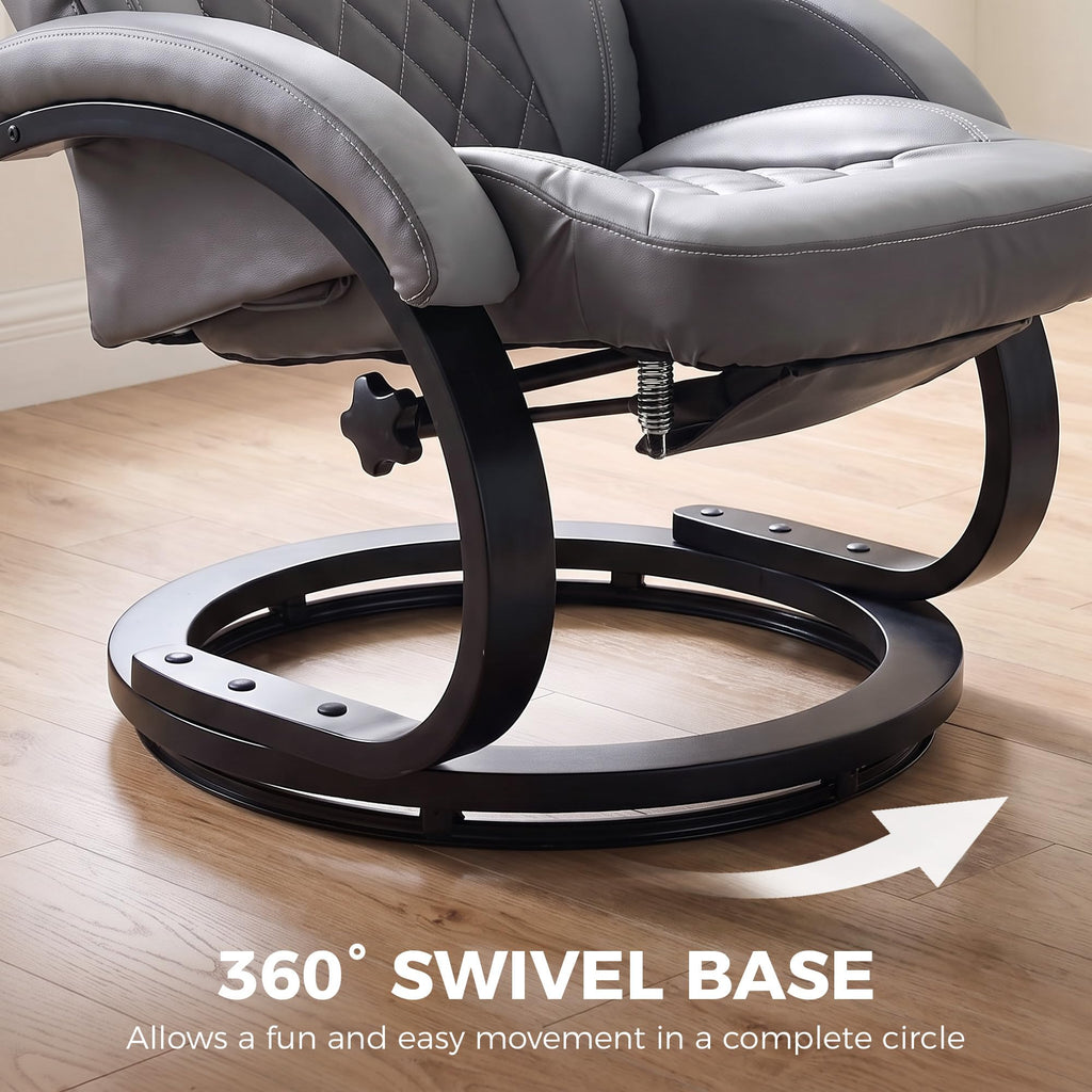 Gray Manual Recliner Chair with Footrest I914892