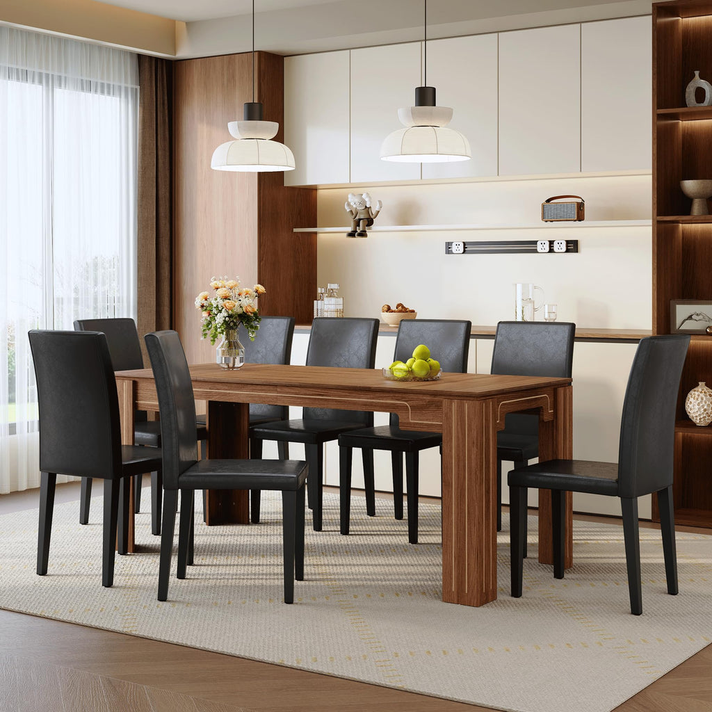 9 Piece Dining Table Set with 8 Pu Leather Chairs P212