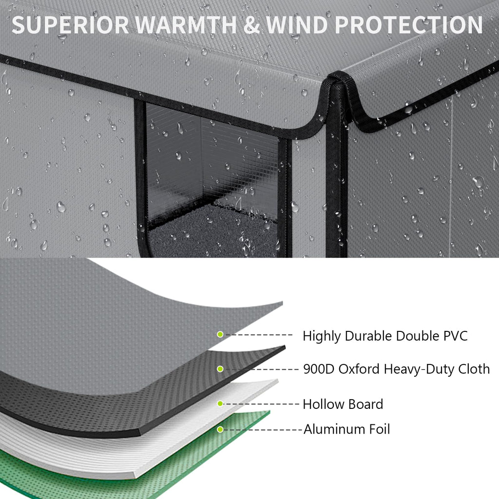 Weatherproof Outdoor Cat House with Thermal Aluminum Foil F509