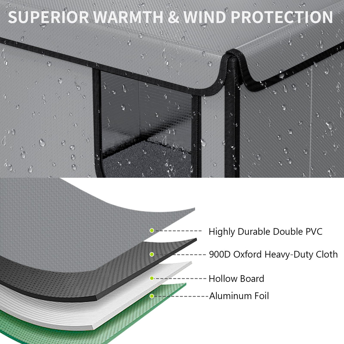Weatherproof Outdoor Cat House with Thermal Aluminum Foil F509