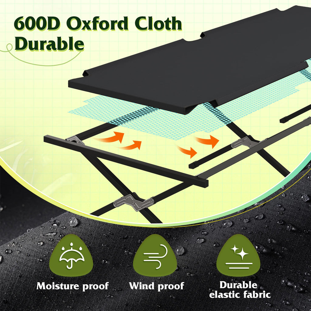 Folding Camping Cot with Carry Bag, 300 lb, Black S91162