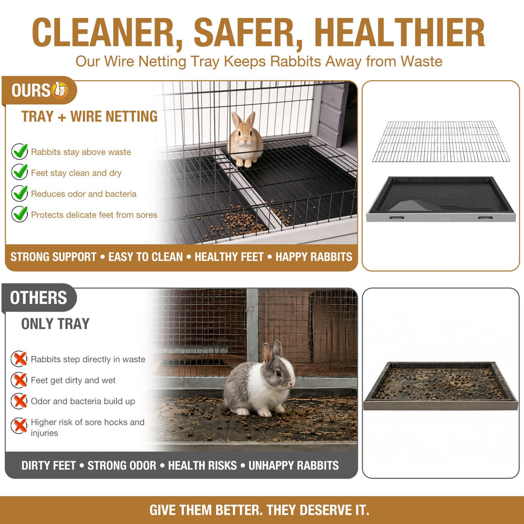 Wood Rabbit Hutch with Wire Mesh K1517