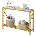 41.8" 2 Tier Gold Console Table with Shelves G799