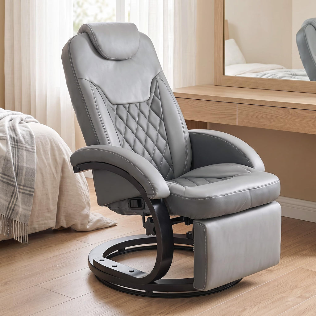 Gray Manual Recliner Chair with Footrest I914892