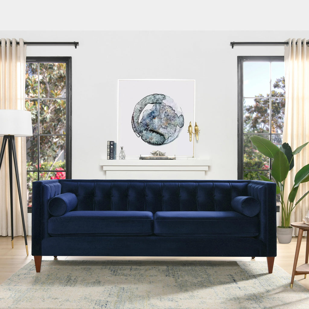 84" Navy Blue Velvet Tufted Sofa G6882