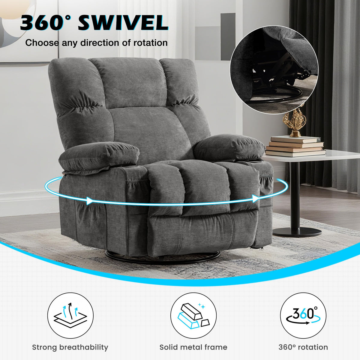 Oversized Recliner Chair with Massage and Heat Y811