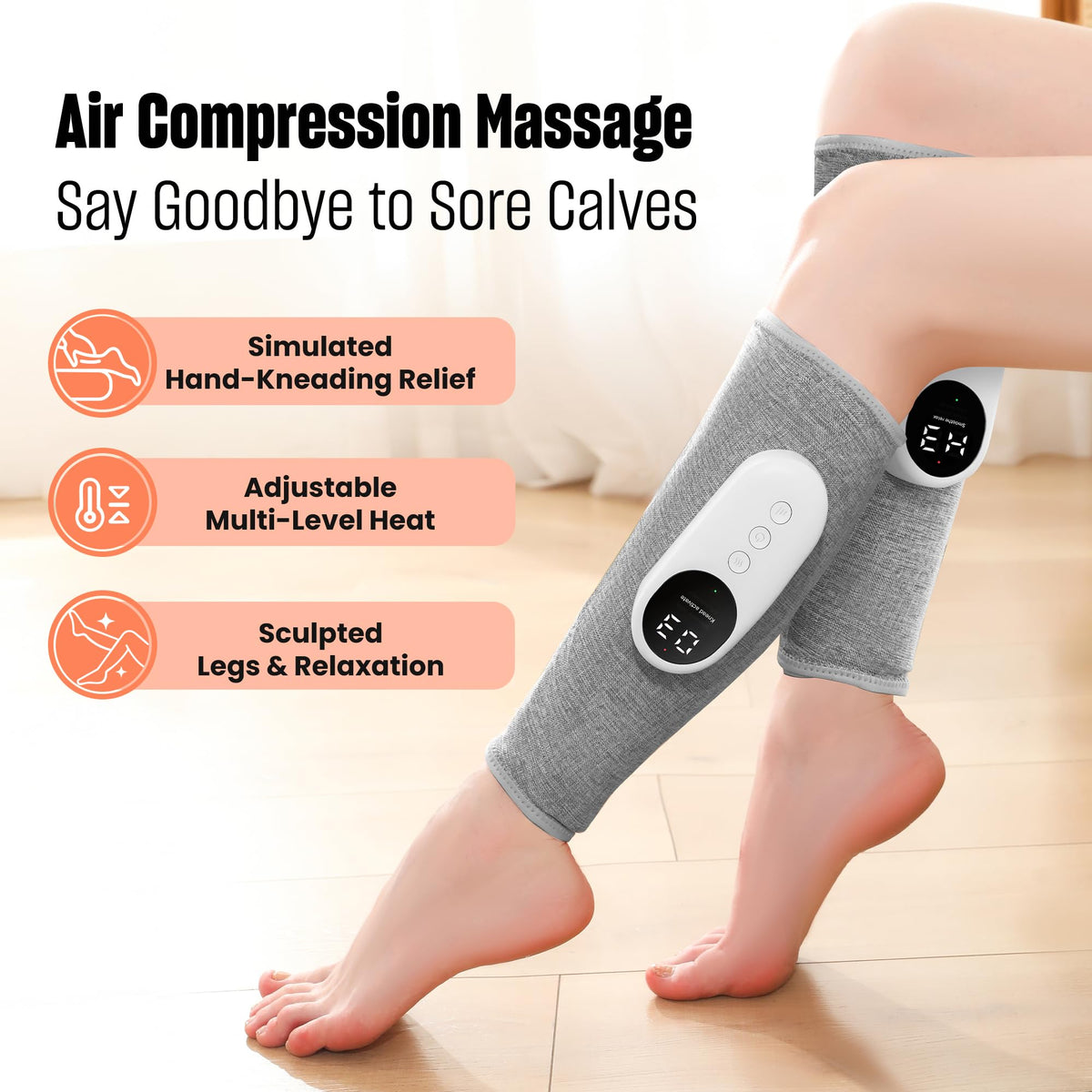 Light Gray Leg Massager with Heat and Compression X976200