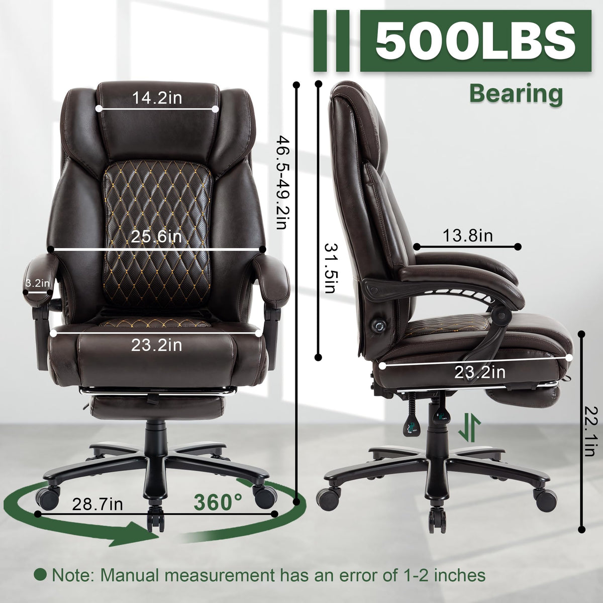 Brown Reclining Executive Office Chair with Footrest D44335