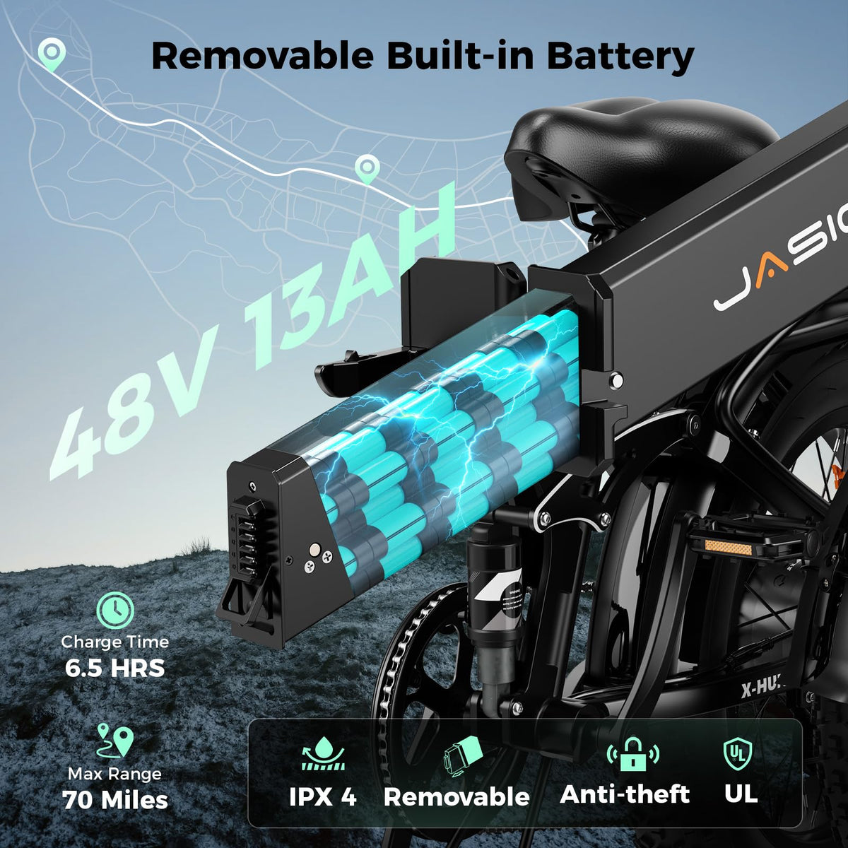 1400W Peak 20'' Fat Tire Foldable Electric Bike H4893